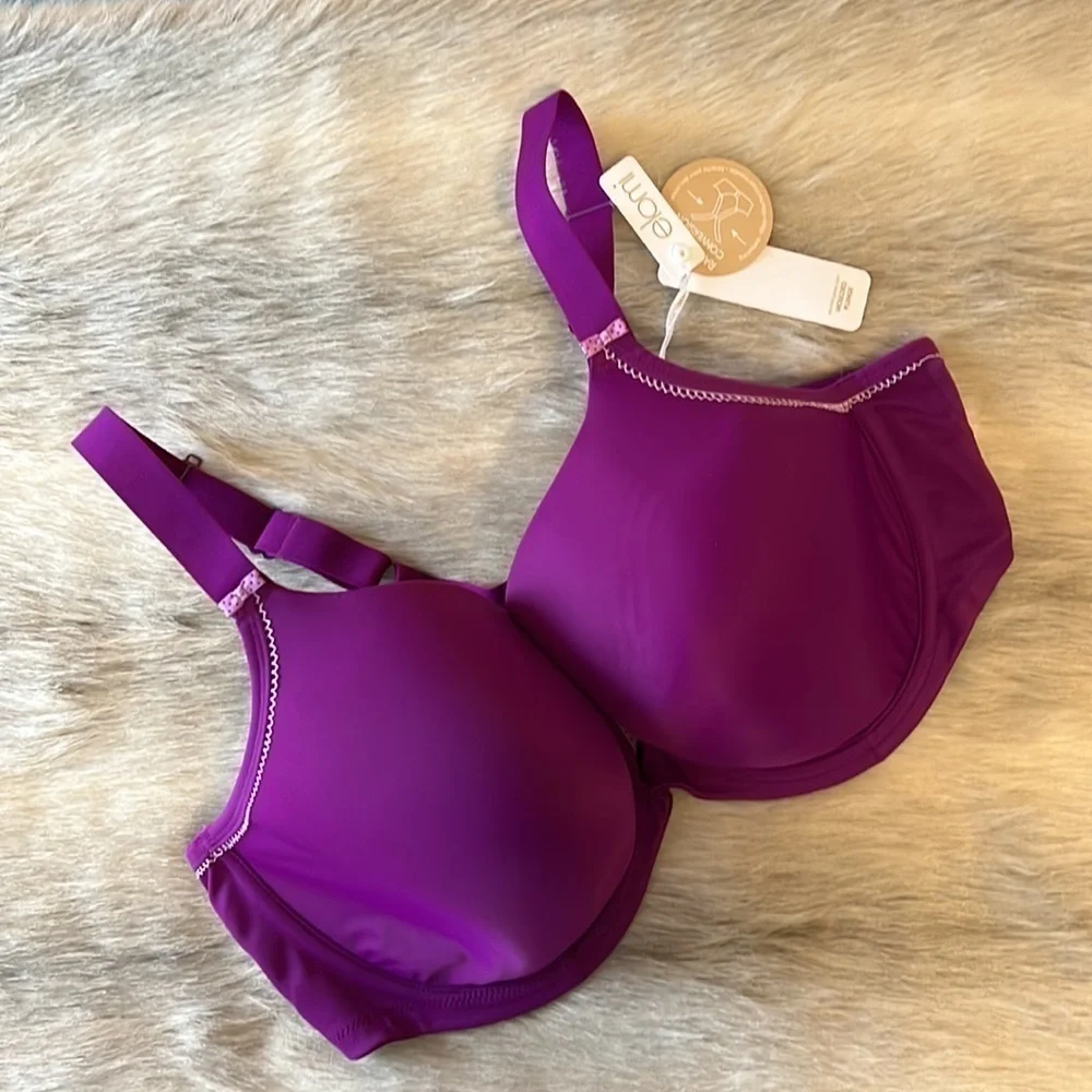New ELOMI BIJOU Purple 42 F Underwire Banded Molded Bra EL8730 Adjustable Back - Picture 3 of 12